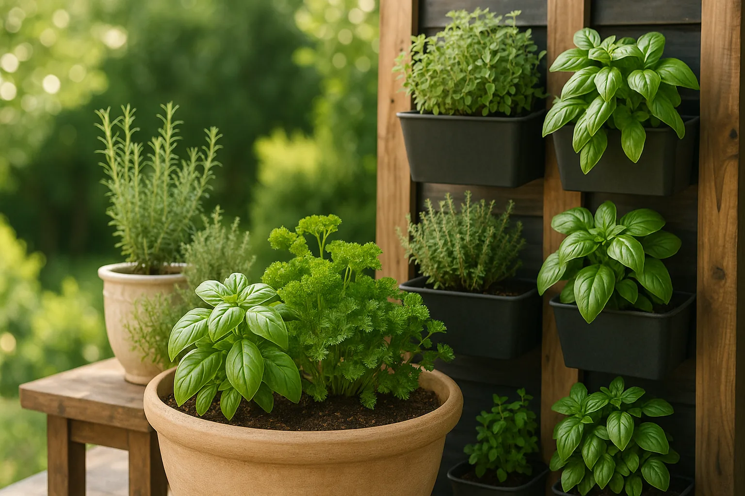 Outdoor DIY self-watering planter setup